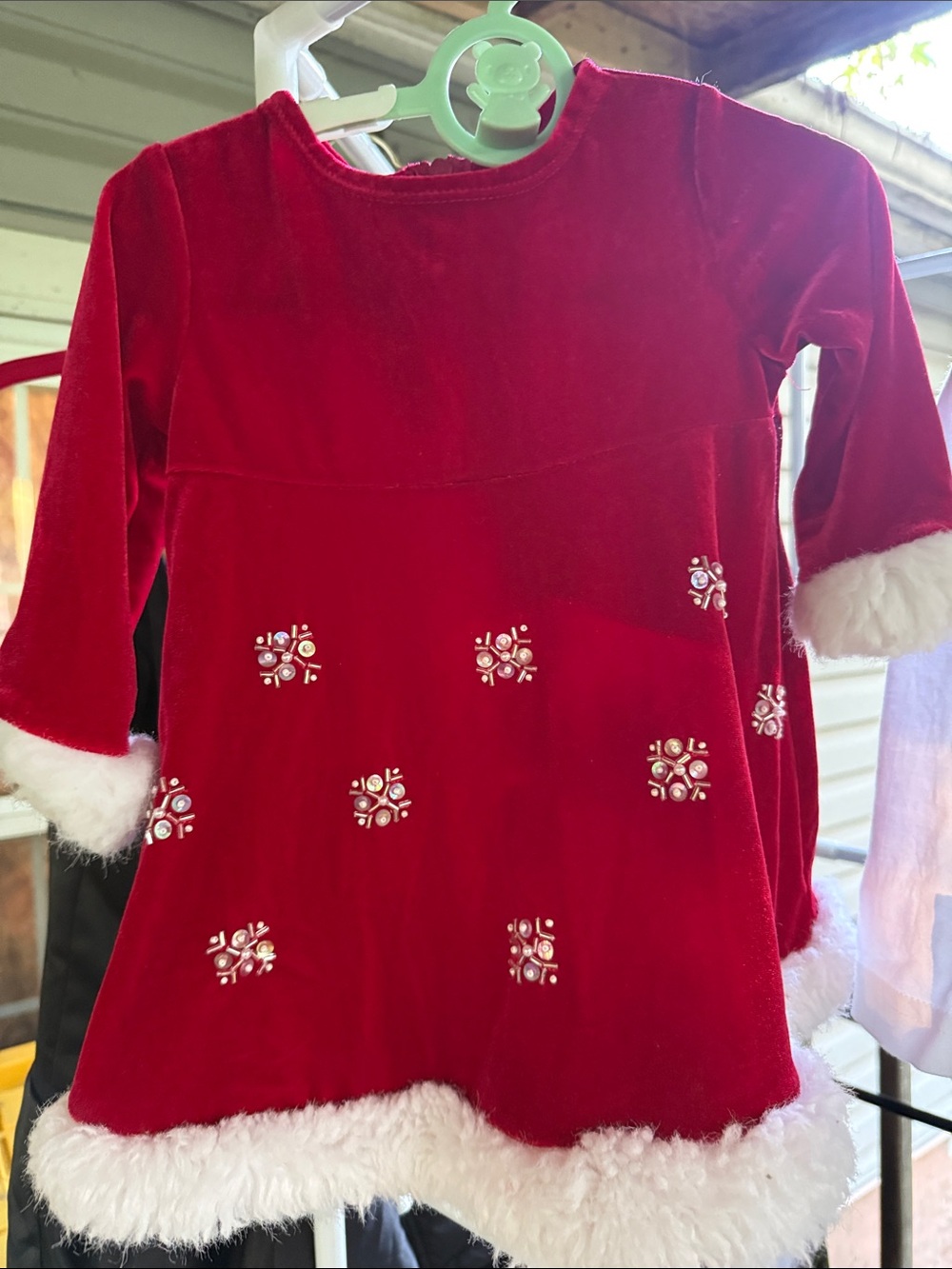 Bonnie Baby 12 months Red velvet glitz and pearls faux fur on hem & sleeves
